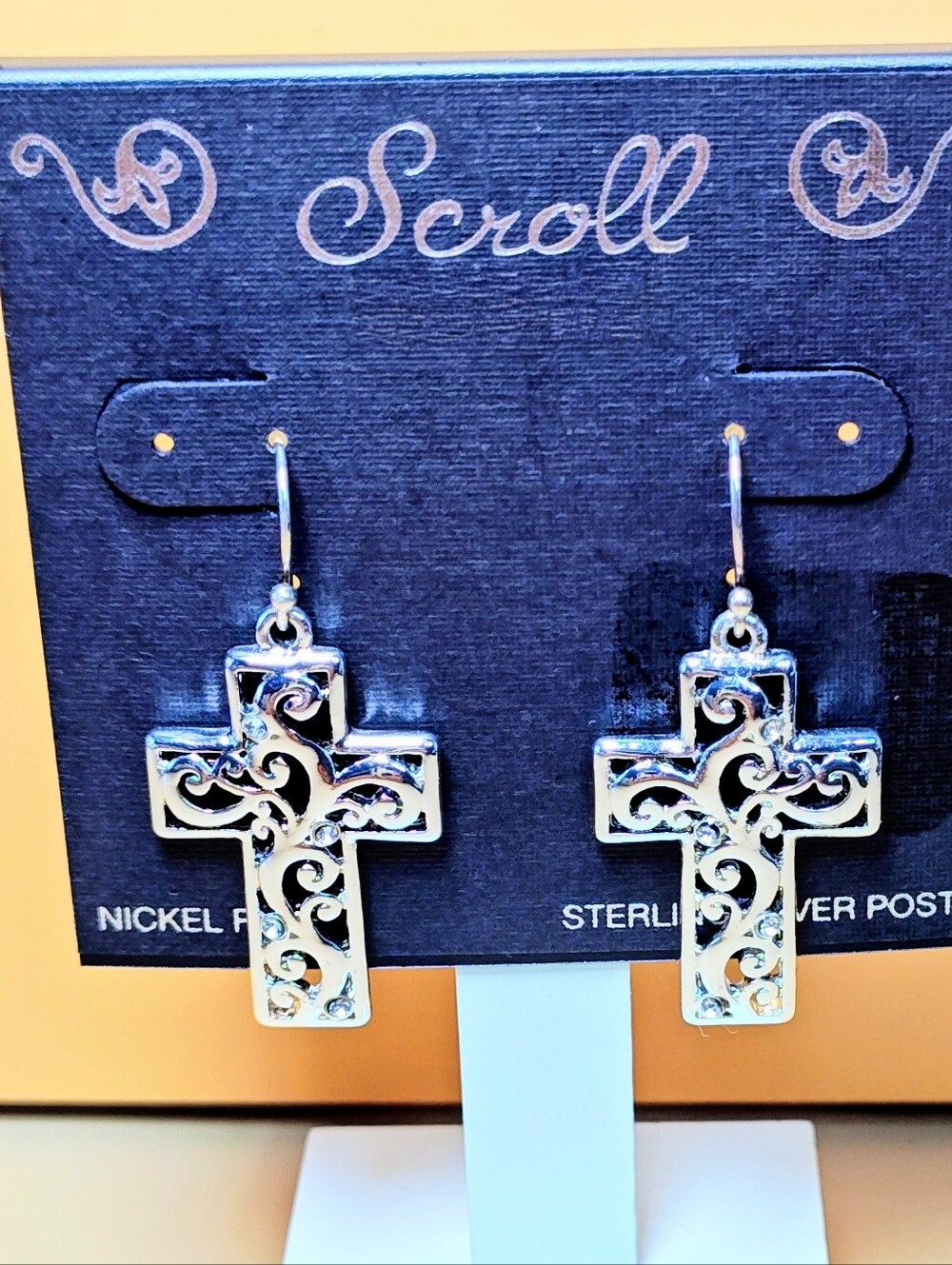 Scroll Cross Earrings